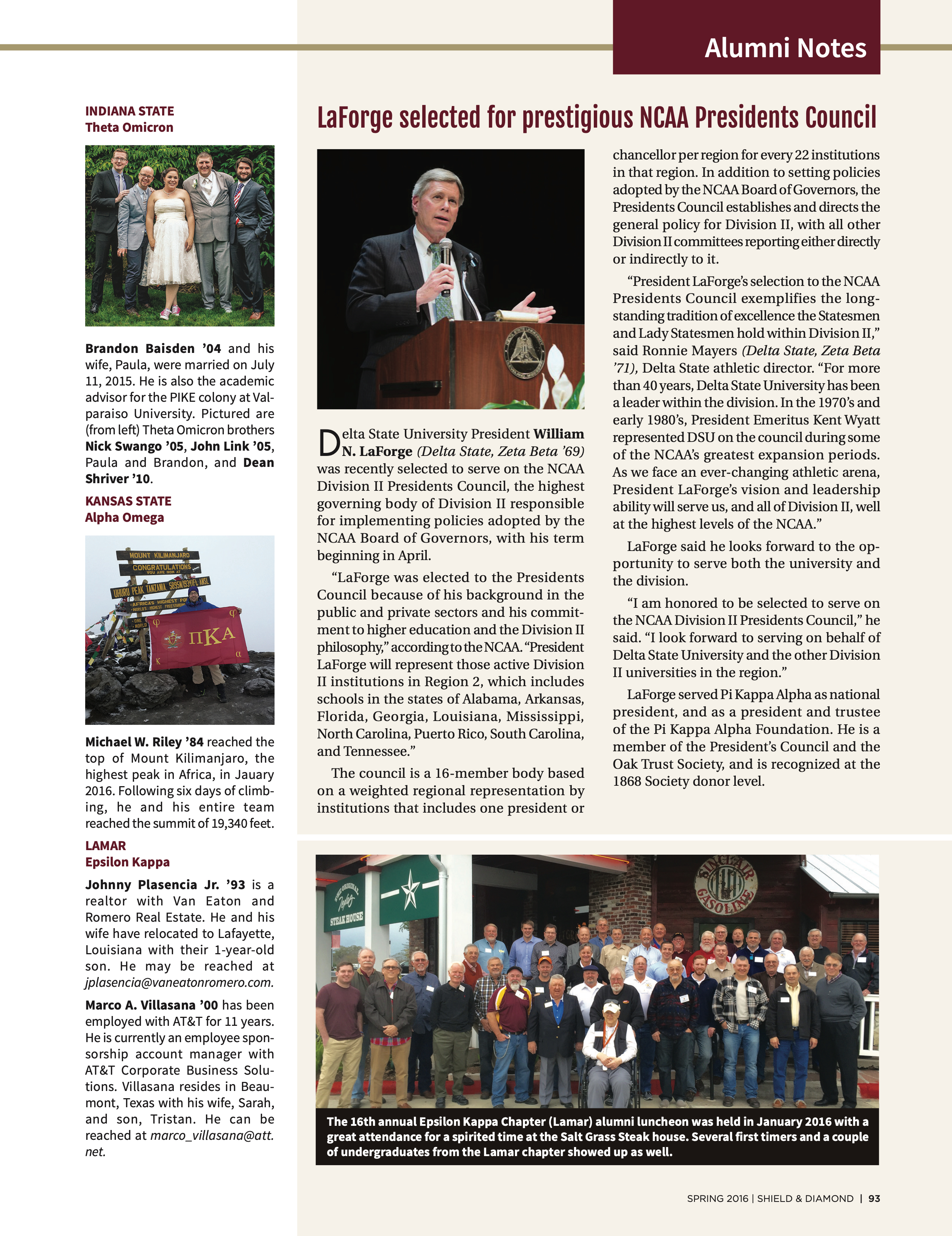 LaForge Selected for Prestigious NCAA Presidents Council